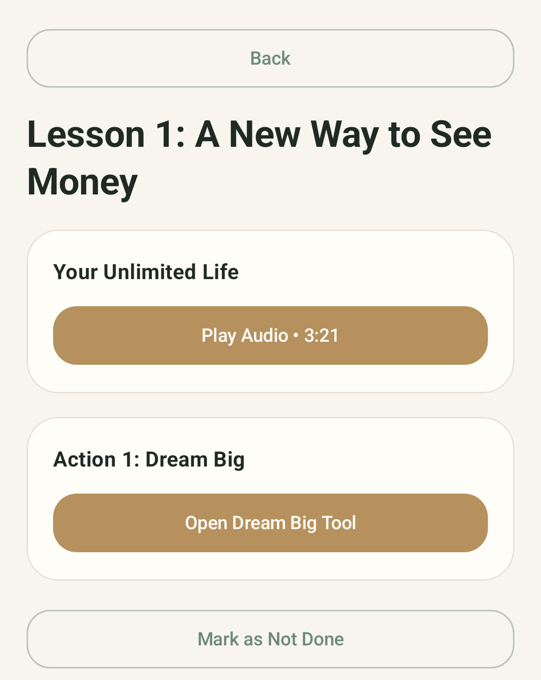 Lesson screen on Android