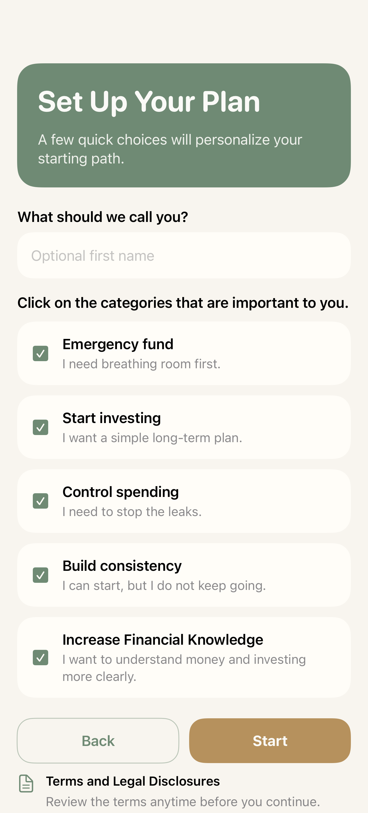 Setup screen on iPhone