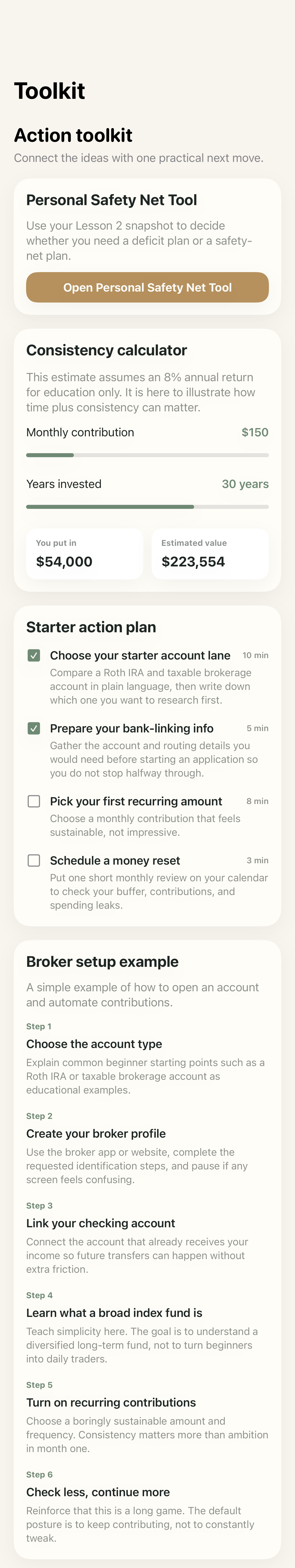 Toolkit screen on iPhone